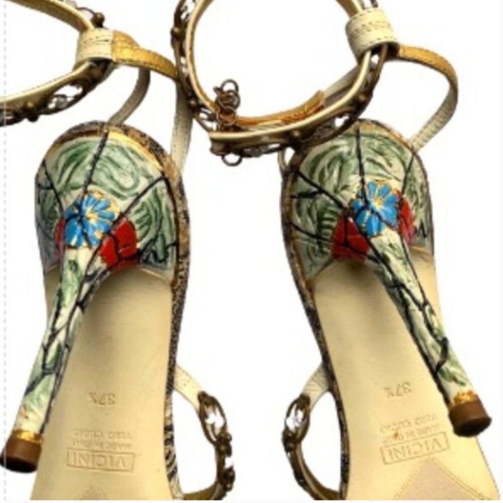 Giuseppe Zanotti Vintage Rare Ankle Wrap Sandals w/Pearls and Art Heels - Picture 2 of 9